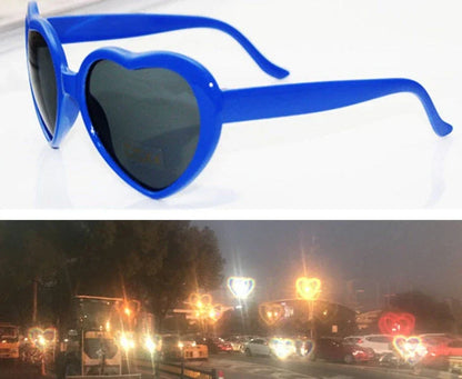 Fashionable heart-shaped light-up glasses with a built-in LED lighting system, perfect for adding a touch of love and playfulness to any occasion.