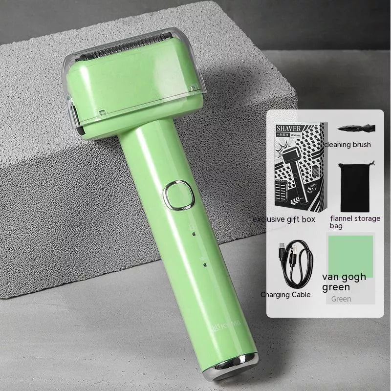Youth Hammer Shaver in fresh blue, Van Gogh green, or light feather white with floating cutter head