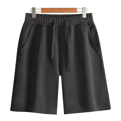 Cotton micro-elastic sports shorts in straight-leg style for summer wear
