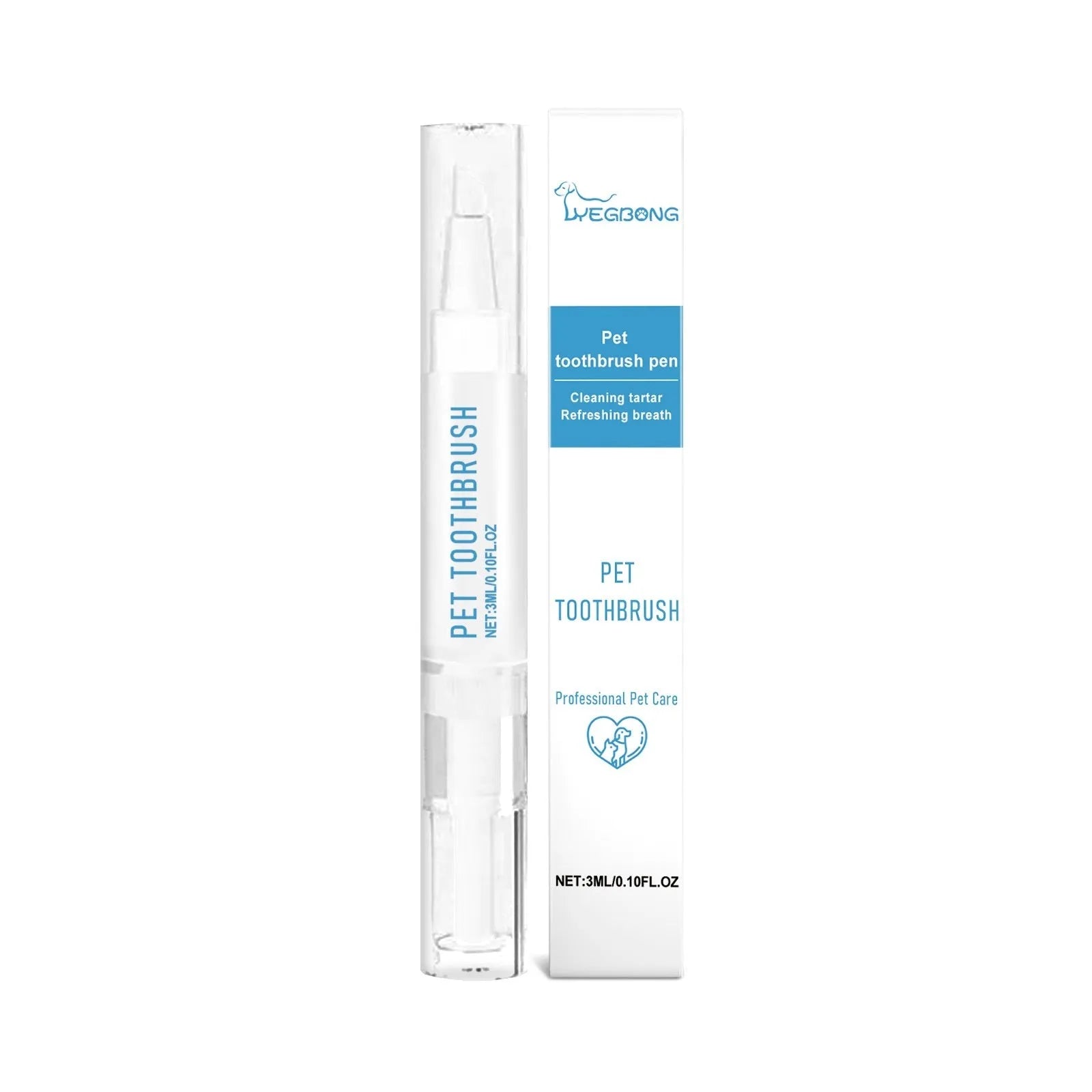 3ml soft-bristled pet toothbrush pen for cleaning dog and cat teeth.