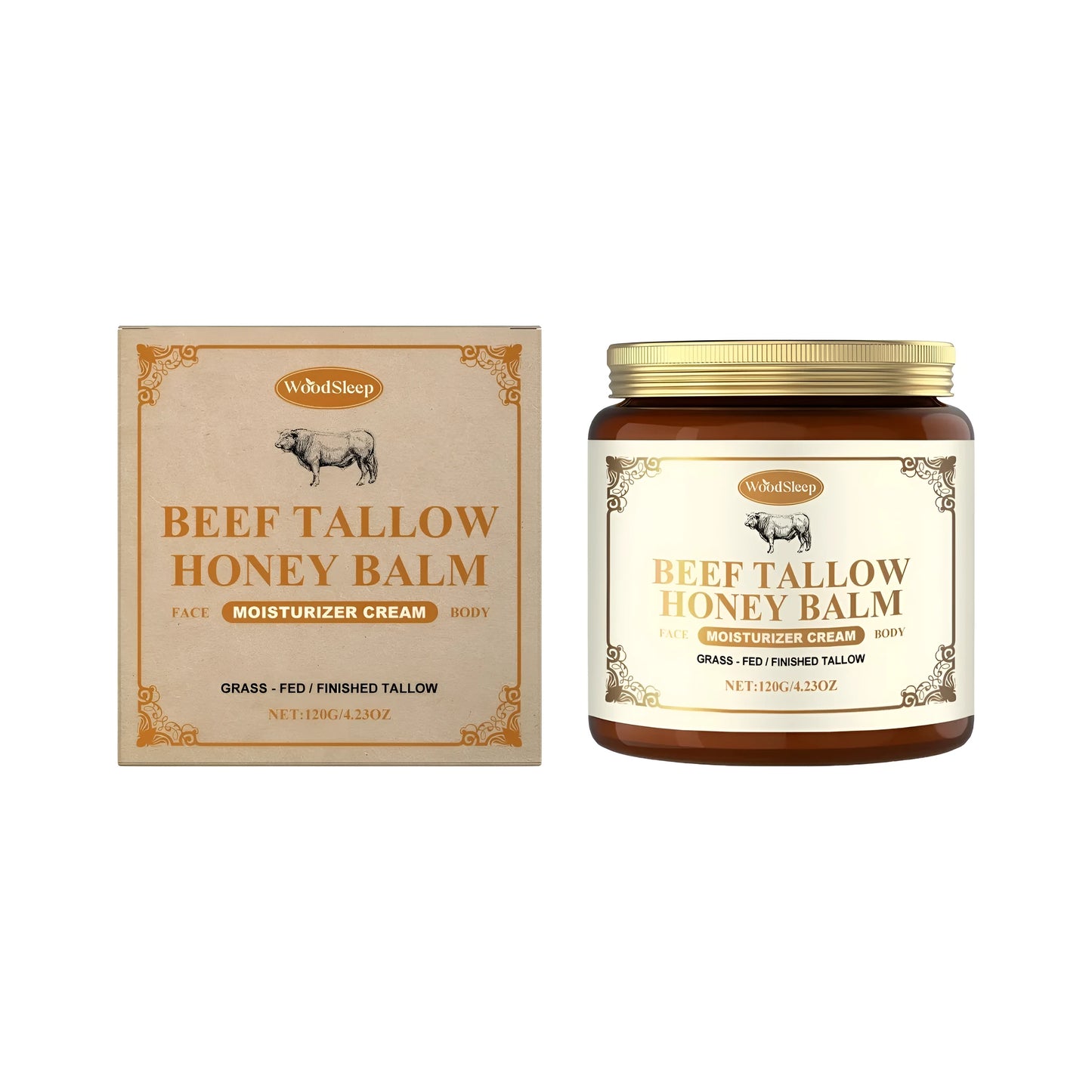 120g jar of cow fat honey moisturising cream with honey and tallow ingredients