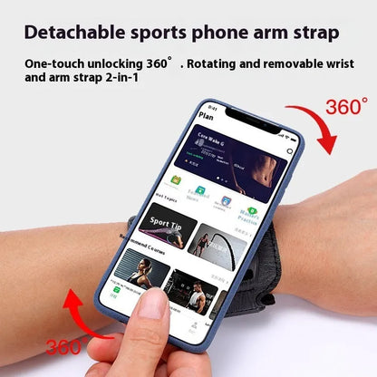Black mobile phone arm bag for takeaway driving and running with wrist strap