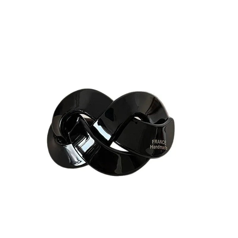 Seamless acetate hair rope ring in black, plaid, caramel, and dark coffee colours.
