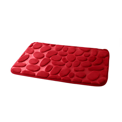 3D cobblestone texture bath mat with non-slip PVC backing in grey colour