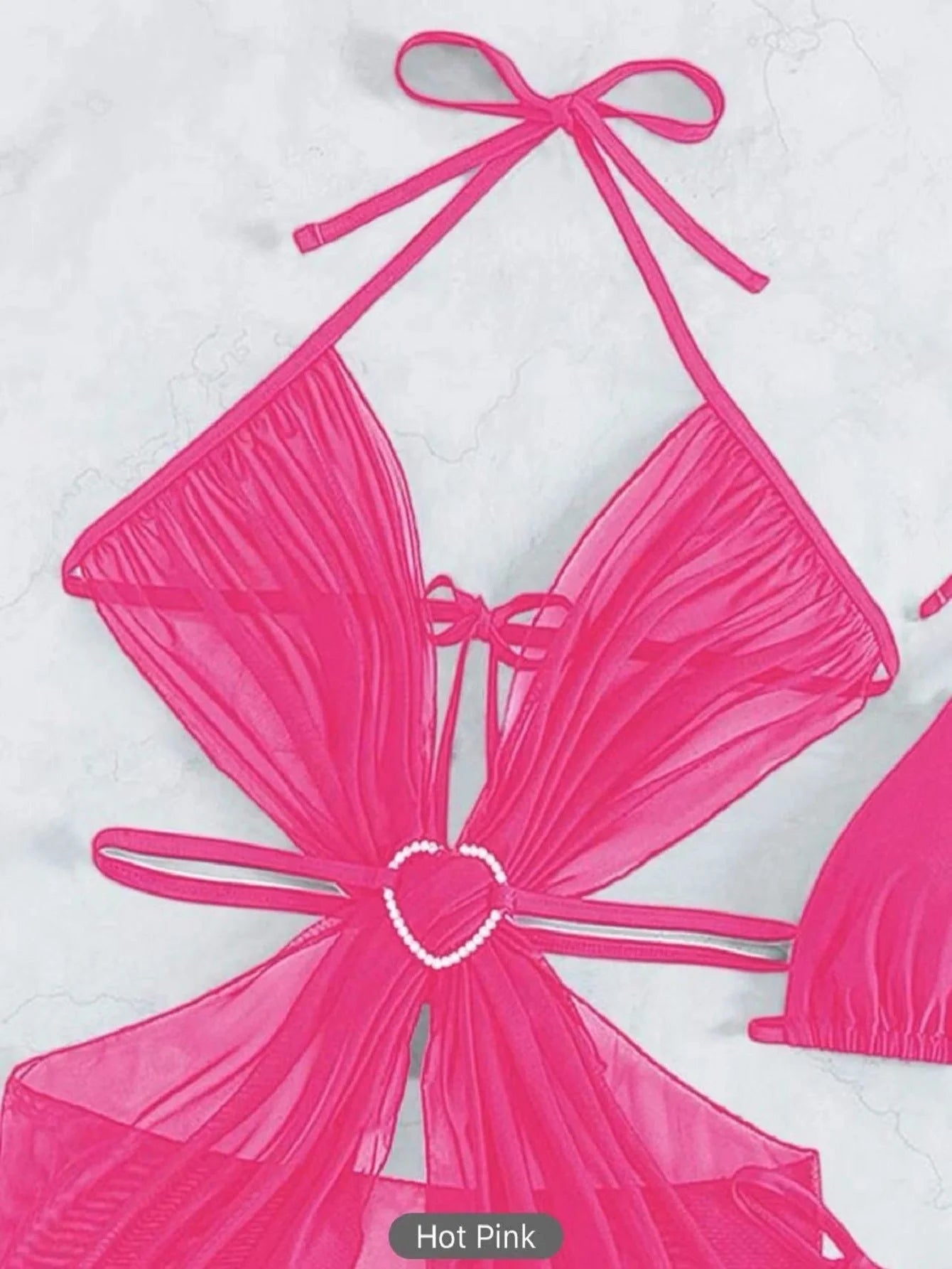 3-piece halter neck bikini set in black, white, blue, and dark pink for beach and summer wear