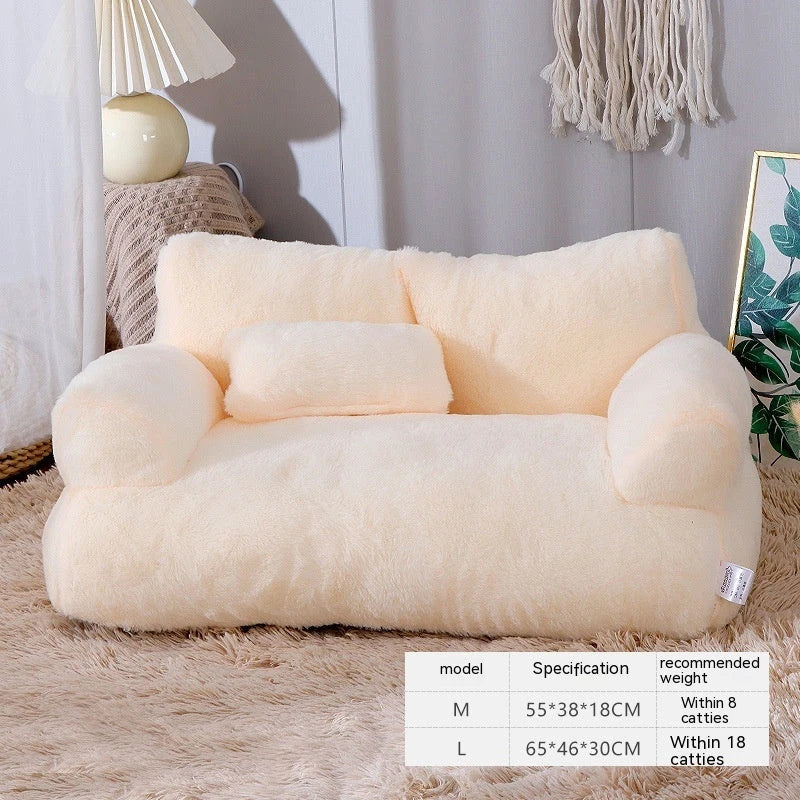 Cozy and luxurious cat bed sofa in various colors, featuring a thick backrest and anti-slip base for pets' comfort and relaxation