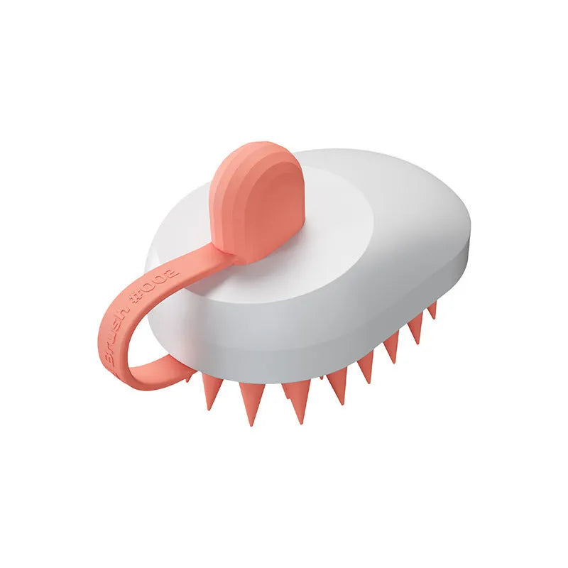 Soft silicone pet grooming brush for dog bath time with four colour options