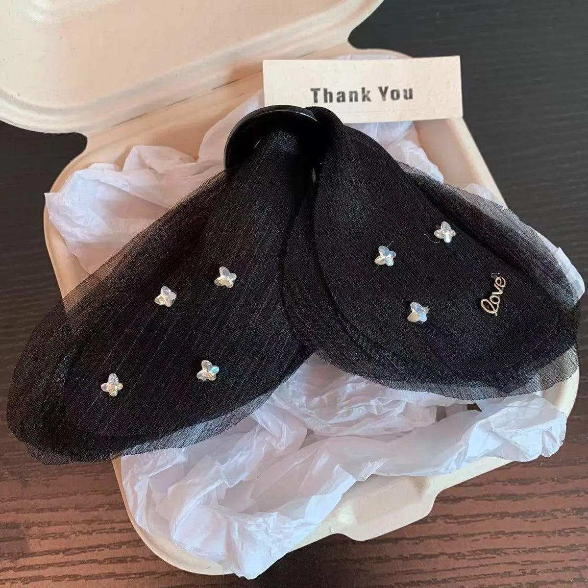 Tulle butterfly hair grip barrette in French retro design available in five solid colours