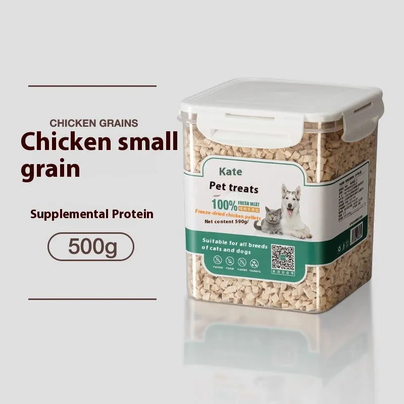 500g chicken freeze-dried cat snack in resealable bag or barrel packaging options