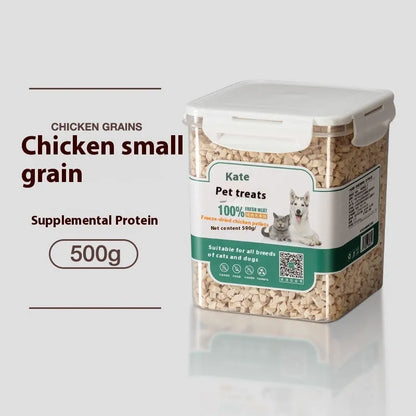 500g chicken freeze-dried cat snack in resealable bag or barrel packaging options