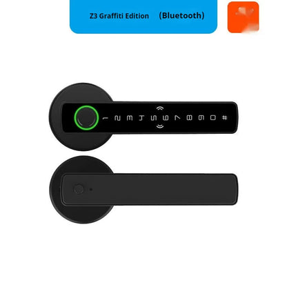 Black smart door lock with spherical handle for indoor wooden doors featuring electronic access control