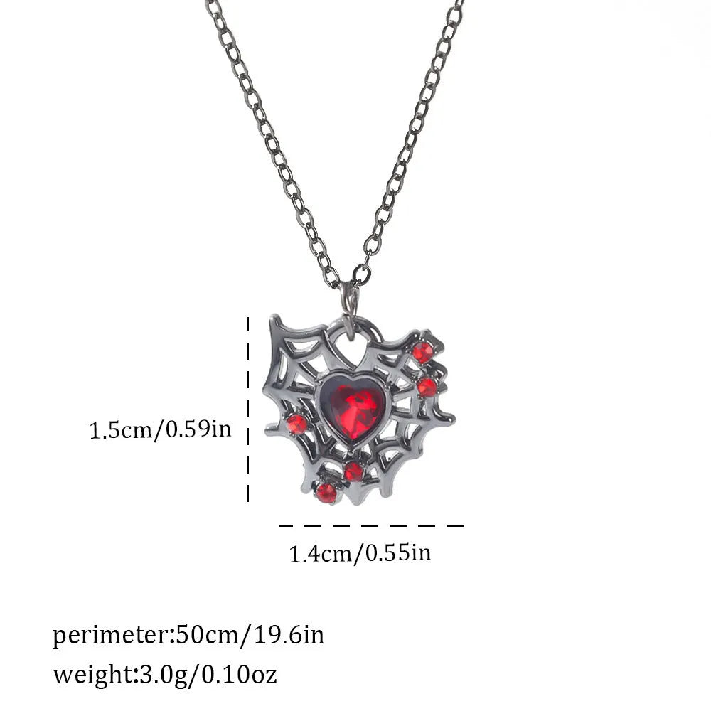 Dark gothic necklace with detailed spider bat pendant on an adjustable metal chain