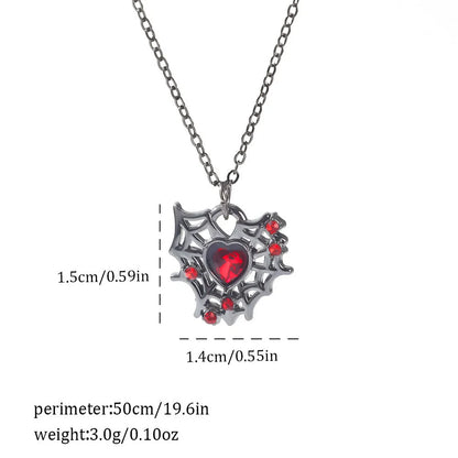 Dark gothic necklace with detailed spider bat pendant on an adjustable metal chain