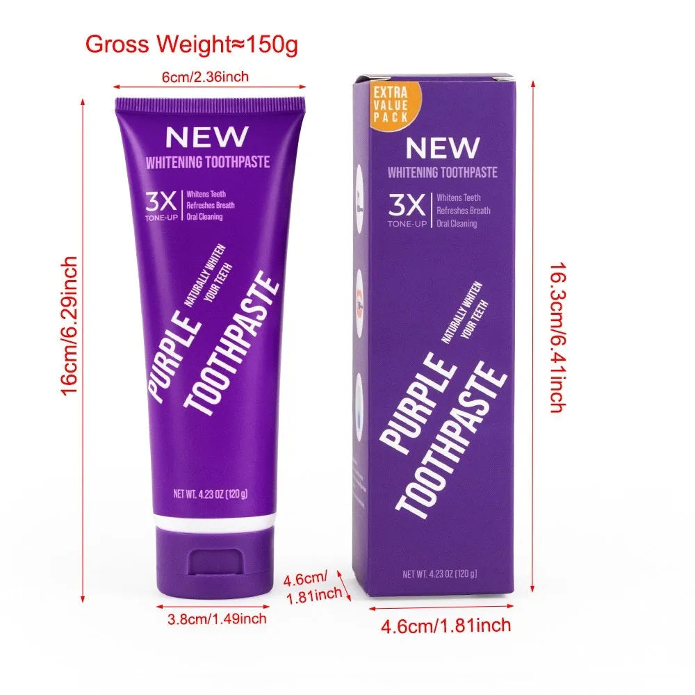 120g tube of purple whitening toothpaste for adult yellow stain removal