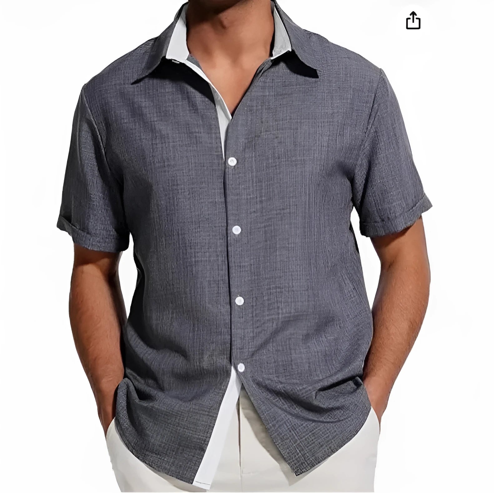 Men's short-sleeved floral print polyester shirt in matcha green colour