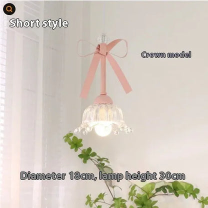 Bow restaurant small pendant lamp in cream style with ceramic or crown shade and LED light source option