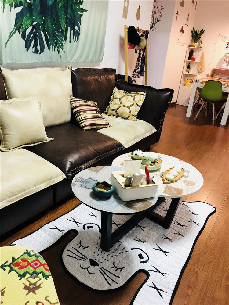 Soft cotton baby play mat with white tiger design for children's floor activities and living room decoration