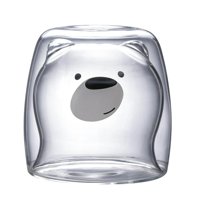 3D double-layer panda cup with skull design for wine, featuring inner Christmas tree pattern