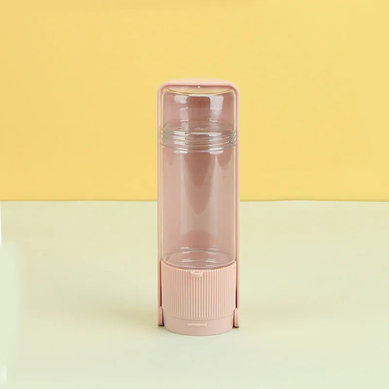 Portable pet water bottle 280ml HIPS with drawer trough, one-click lock, and drawstring, 7.9 x 7.4 x 21.2cm