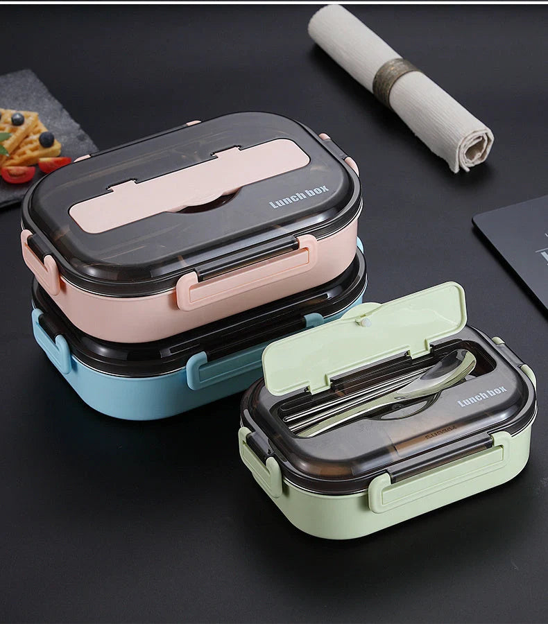 Dielectric Insulated Lunch Box in green, blue, pink, and black with stainless steel inner tank