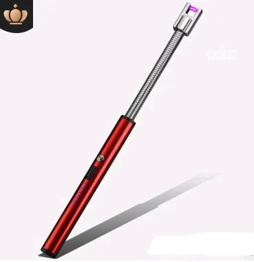 Rechargeable windproof electric lighter, 255mm zinc alloy PVD ice plated, USB charging, 360 rotation, multiple colours