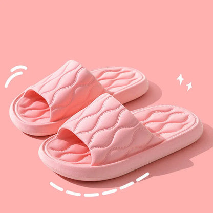 Ripple style EVA house slippers in white, pink, light green, dark khaki or black, sizes 36/37 to 44/45, one pair
