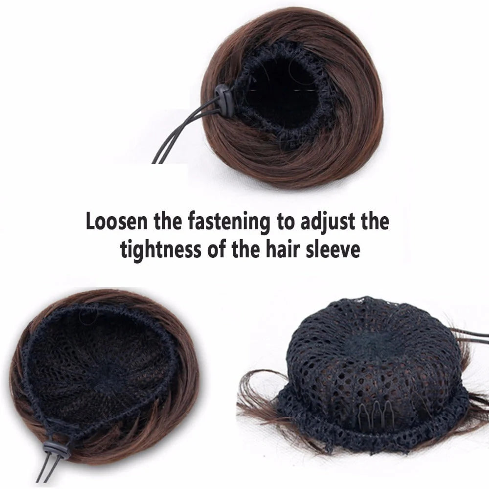 Synthetic hair wig with decorative flower buds in various shades