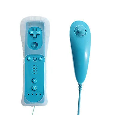 Wii left and right hand gamepad controllers with rubber sleeve and hand strap in multiple colour options