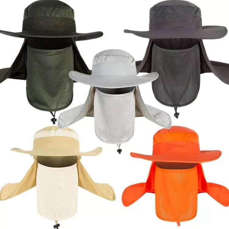Fisherman's hat with wide brim for sun, water, and UV protection in various colours