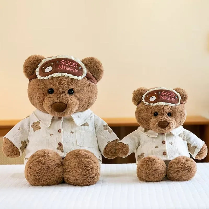 Children's teddy bear doll in 25cm or 35cm, short plush PP cotton, cake bear, pajama bear, or scarf style