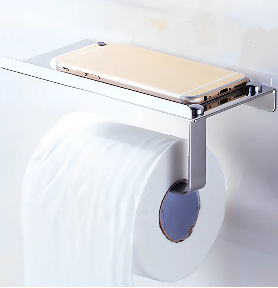 304 stainless steel towel rack with toilet paper holder and tissue box in mirror finish, 30cm wide for bathroom organisation