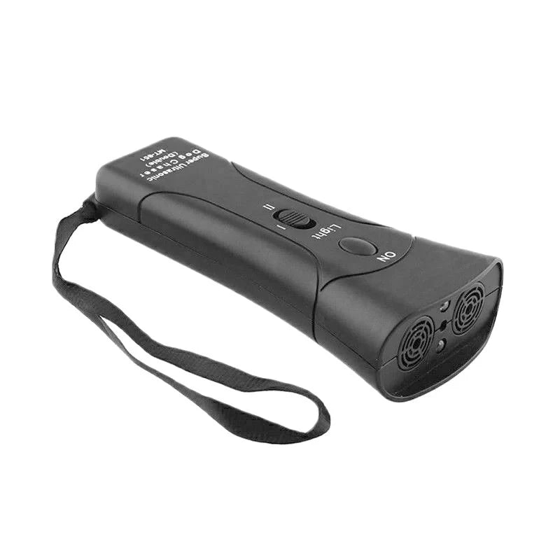 3-in-1 Anti Barking Dog Training Device with ultrasonic repeller and LED flashlight features
