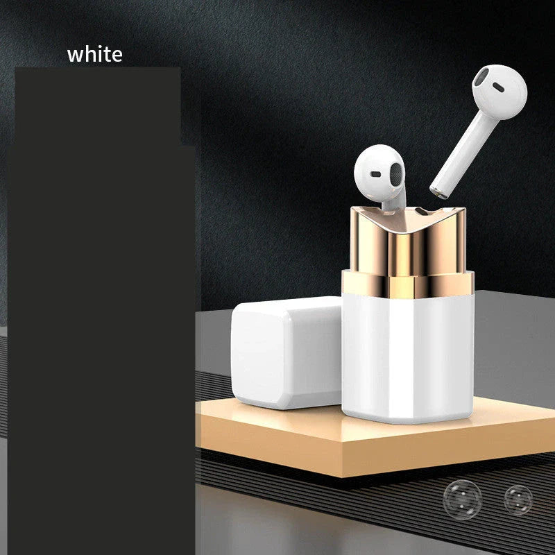 Stylish wireless earbuds with noise cancellation, featuring a lipstick-inspired design and premium materials for a comfortable, high-quality audio experience.