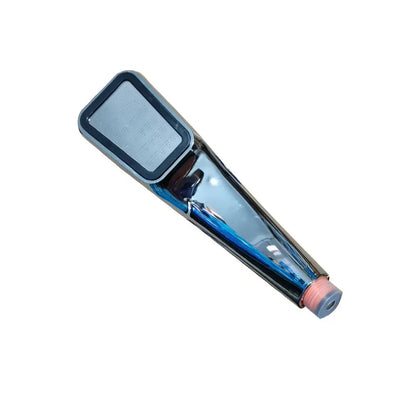 Orange hand-held pressurised shower head with rain function and attachment pieces