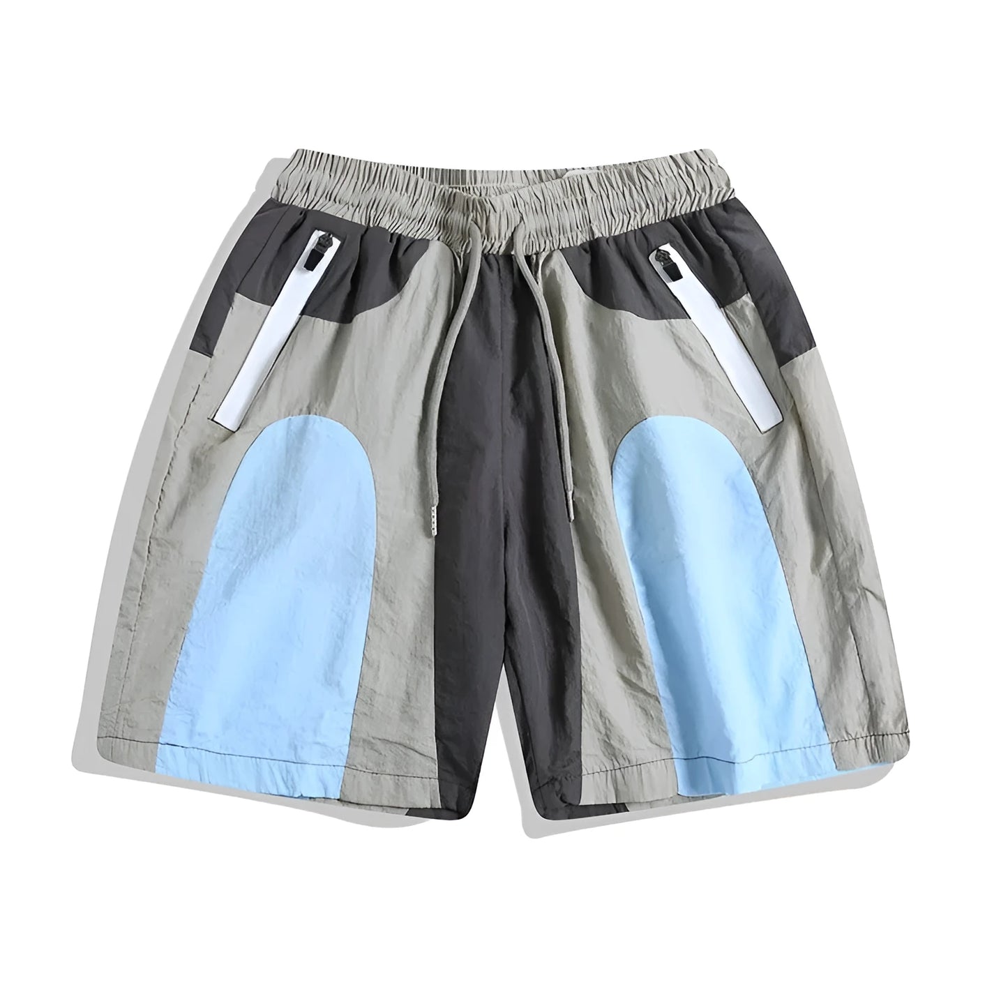 Blue men's loose-fit quick-drying outdoor sports shorts with straight legs and elastic waistband.