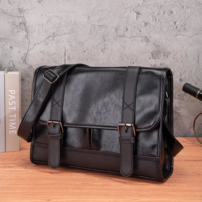 Black Korean-style commuter backpack with anti-theft features and contrast stitching
