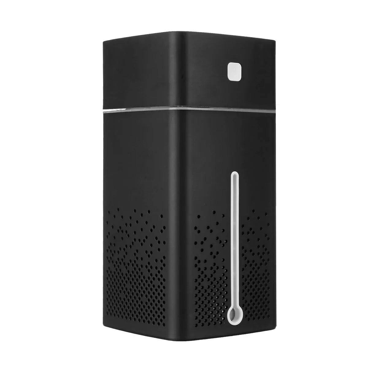 Black desktop humidifier measuring 103x103x218mm with USB cable, water tank showing 1000ml capacity