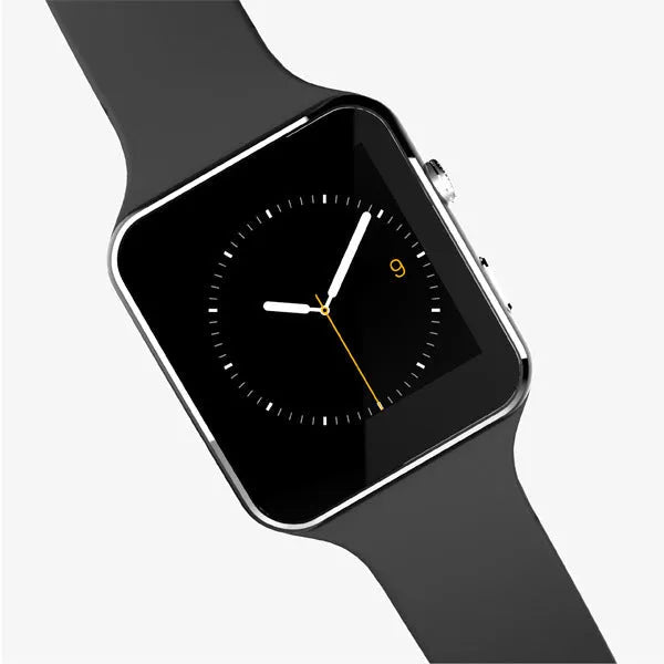 Smart watch with 1.54 inch IPS HD display, 450mAh polymer battery, silicone strap, and Bluetooth 3.0 for phone calls, pedometer, sleep tracking, and social media notifications in black, white, or gold colour options