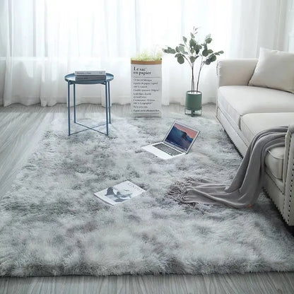 Long pile tie-dyed gradient polyester carpet showing abstract colour transition