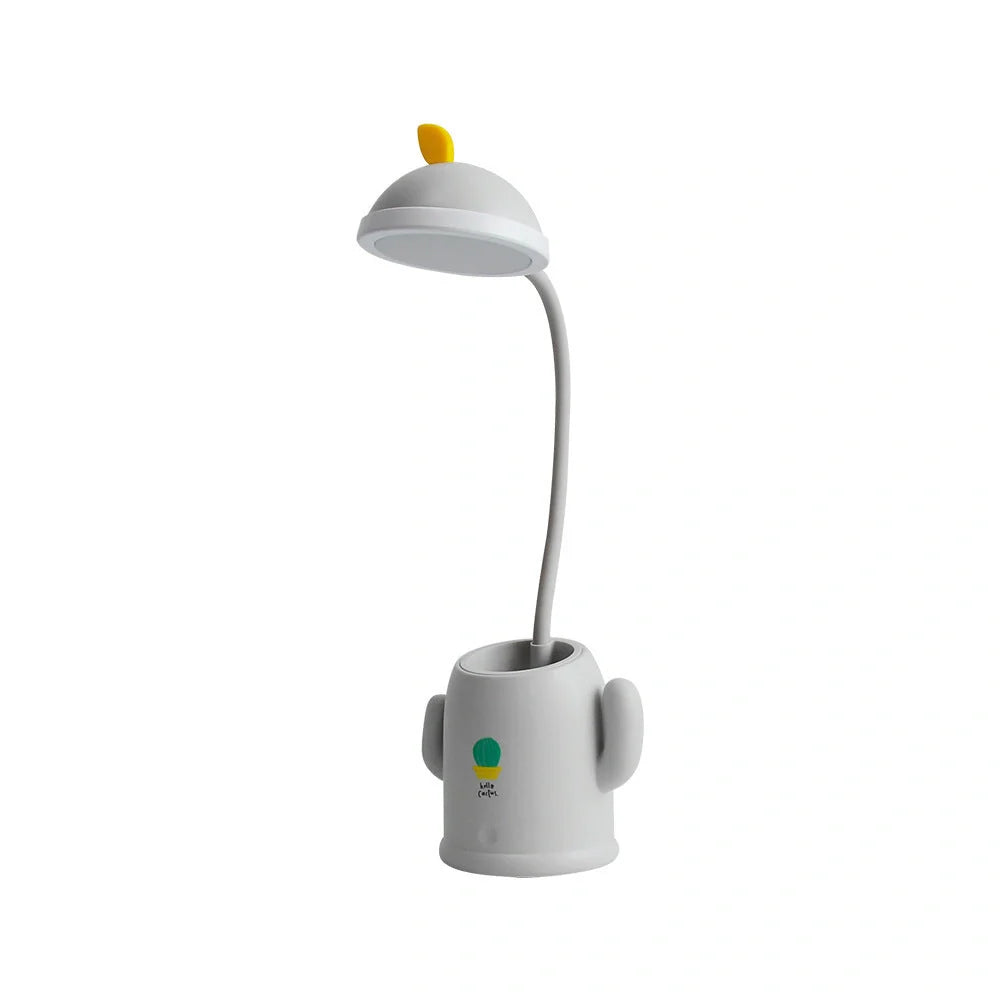 Cactus-shaped pen holder and table lamp with USB charging