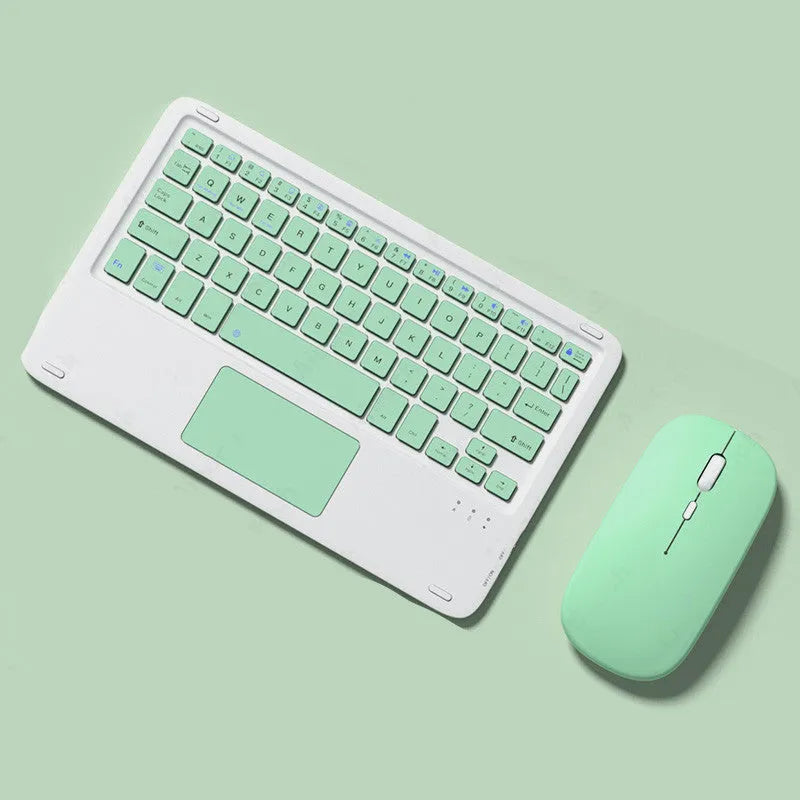 Wireless Bluetooth keyboard and mouse combo kit in pink with charging cable