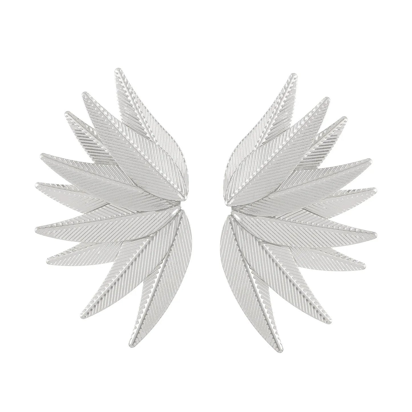 Gold and white alloy leaf-shaped patch earrings with botanical design