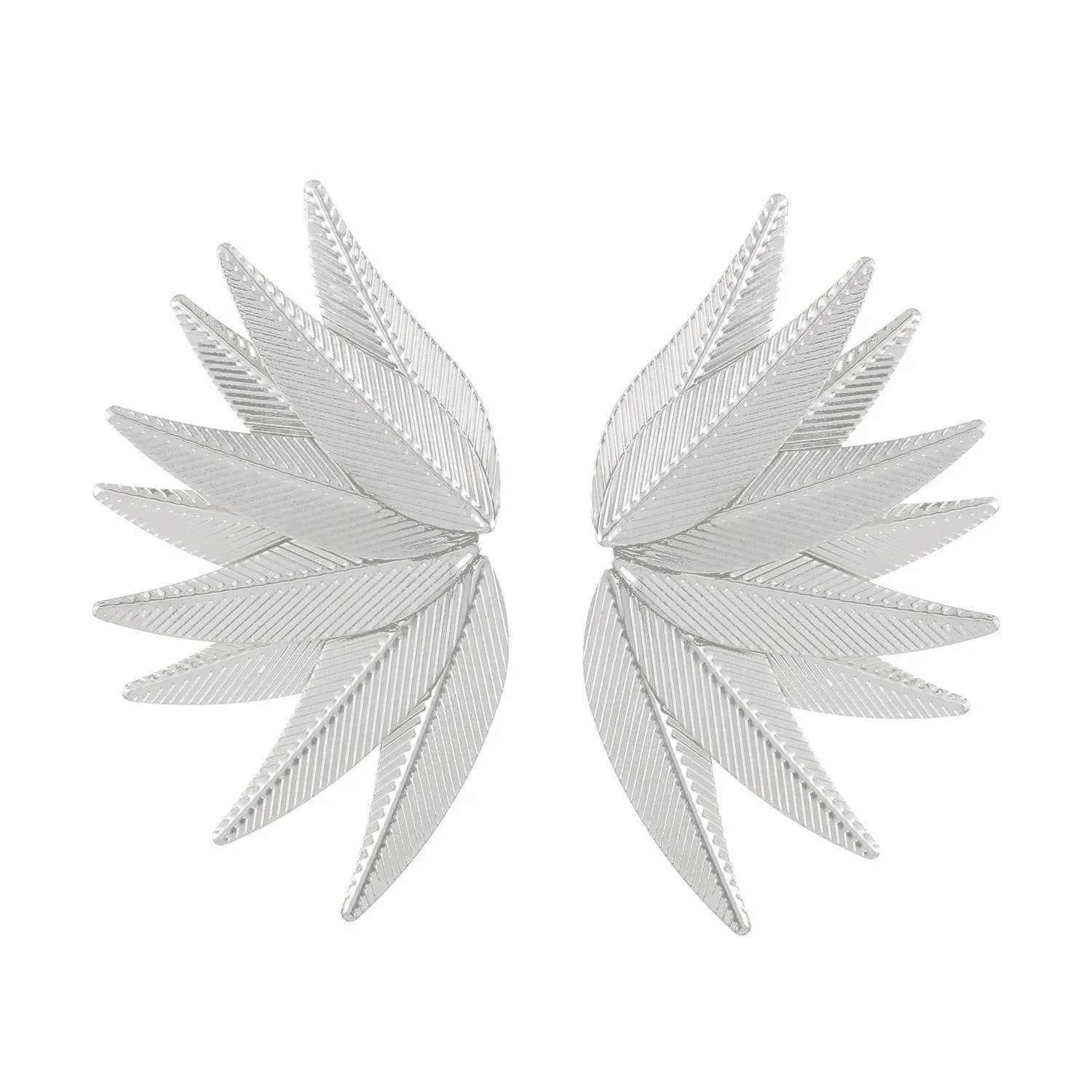 Gold and white alloy leaf-shaped patch earrings with botanical design