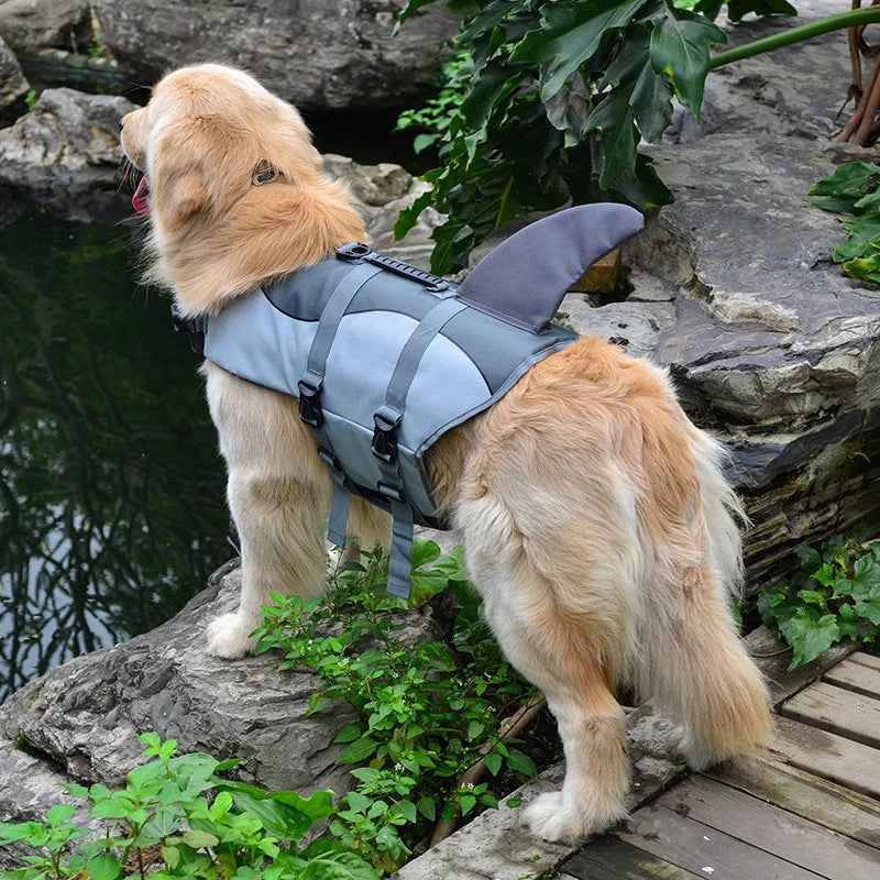 Adjustable mermaid shark design dog life vest for swimming safety