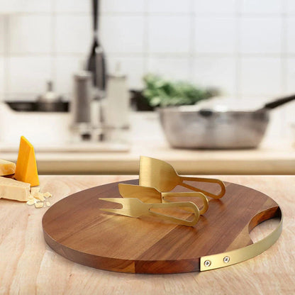 4-piece Cheese Knife and Acacia Wood Board Set for elegant cheese serving