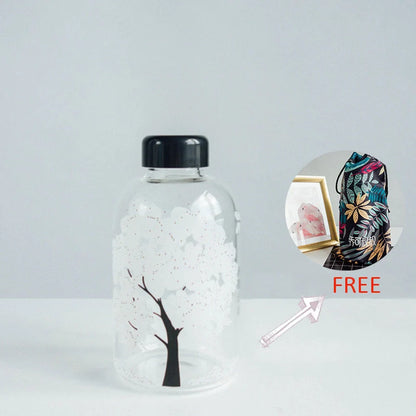 Colour changing glass water glass with high borosilicate body and food-grade lid