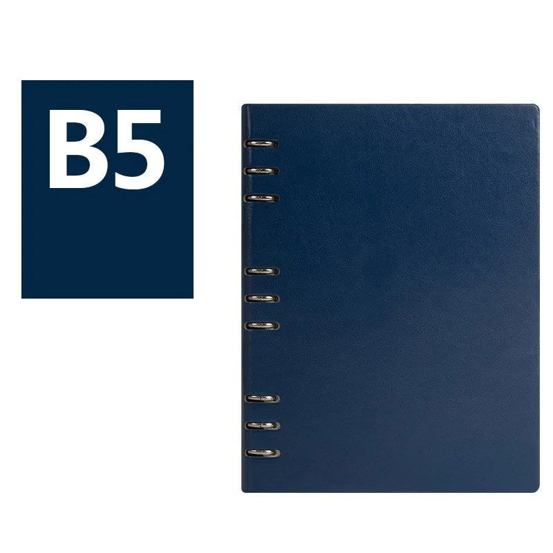 Loose-leaf business notebook with imitation leather cover in multiple colour options