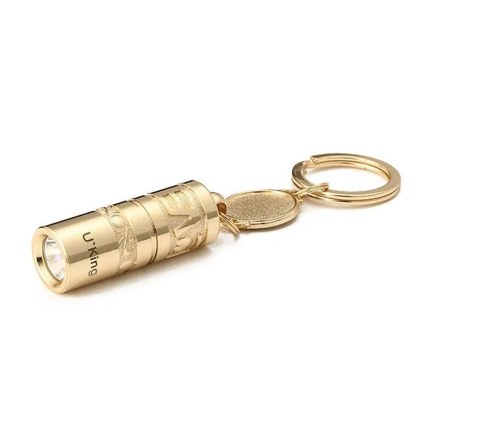 Portable zinc alloy keychain torch with a 385°C melting point for durable die-casting and features like electroplating for a gold finish, suitable for outdoor emergencies.