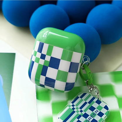 Green grid soft TPU earphone cover for Apple AirPods 1, 2 and AirPods Pro