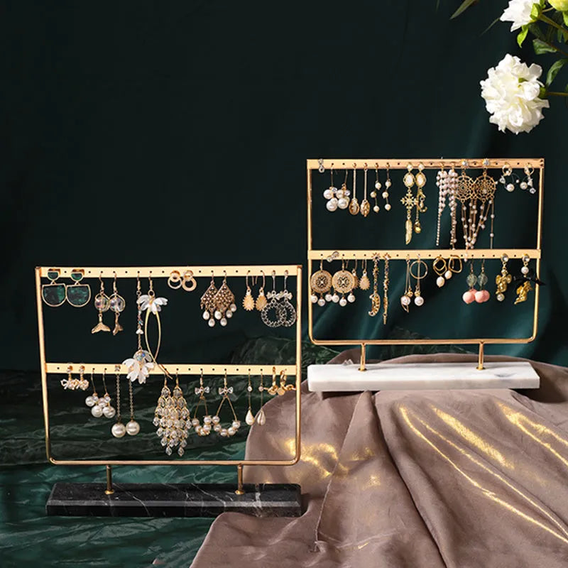 Earring Storage Rack Alloy Jewellery Organiser Stand with 2 Colour Options Green White for Home Dresser Retail Display